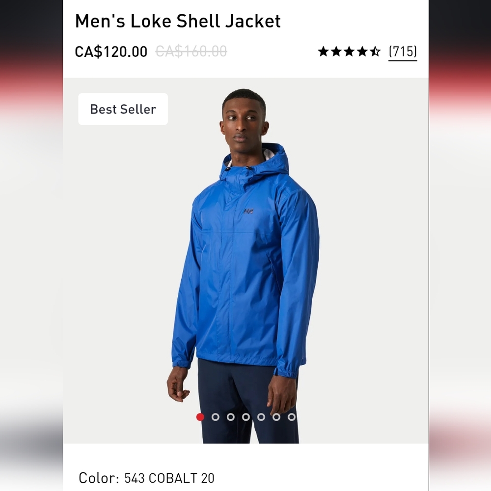 NWOT mens Helly Hansen loke shell jacket